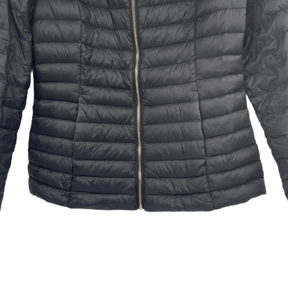 Kate Spade Quilted Down Puffer Full Zip Lightweight Hooded Jacket Black Small P - Picture 8 of 17